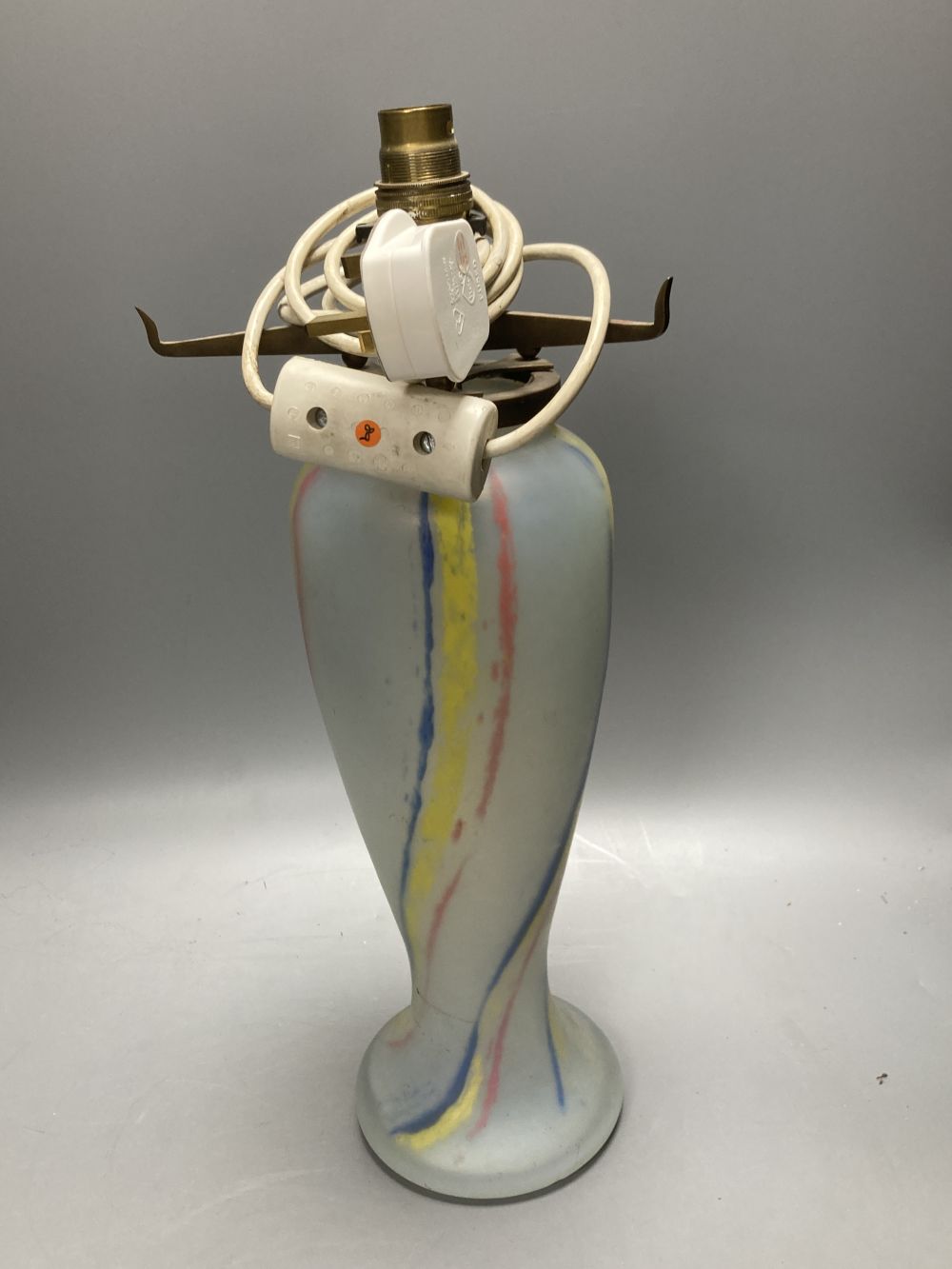 An Sabino Verrier dart marbled glass mushroom lamp, script signature underside, overall 53cm
